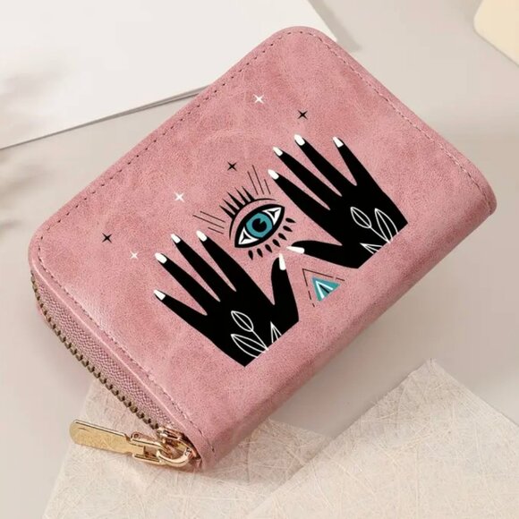 Evil Eye and Hands of Protection Pink Wallet - Picture 2 of 9